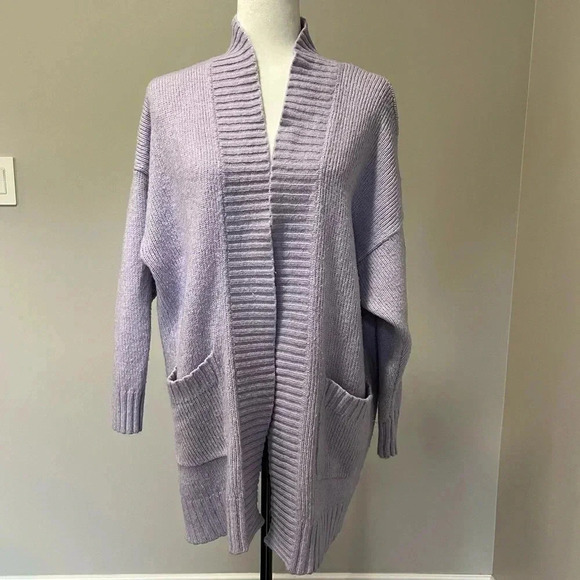 aerie Sweaters - Aerie Oversized Open Front Knit Cardigan Lavender